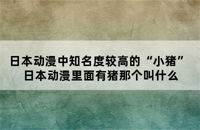 日本动漫中知名度较高的“小猪” 日本动漫里面有猪那个叫什么